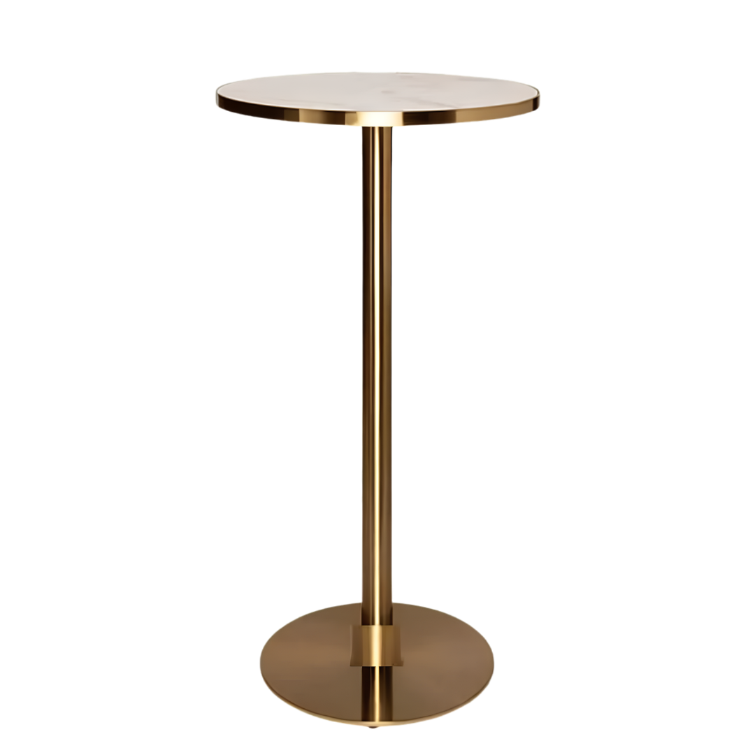 Brass Cocktail Bar Table w/ White Top