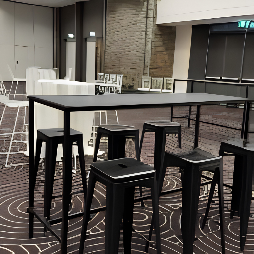 Black Rectangular Tapas Table Hire w/ Black Top - Image 5