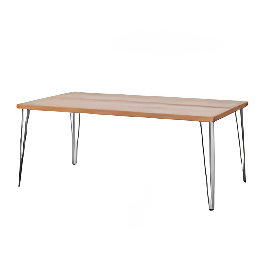 Black Hairpin Banquet Table With Natural Timber Top