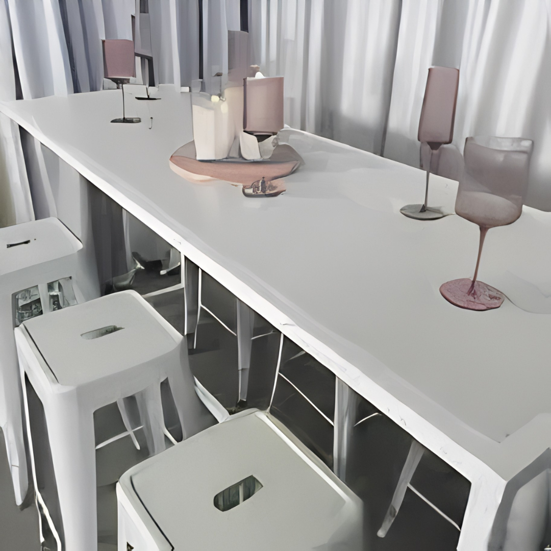 White Rectangular Tapas Table w/ White Top - Image 2