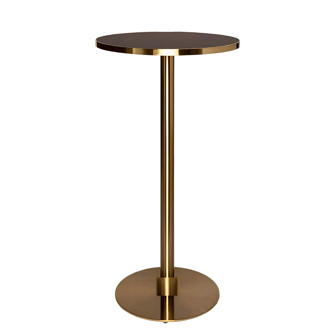Brass Cocktail Bar Table w/ Black Marble Top