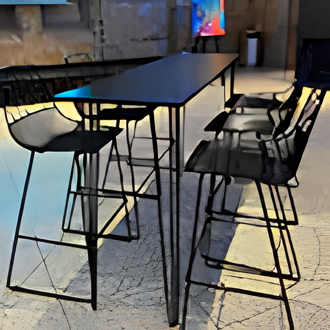 Black Hairpin Tapas Table with black top - Image 2
