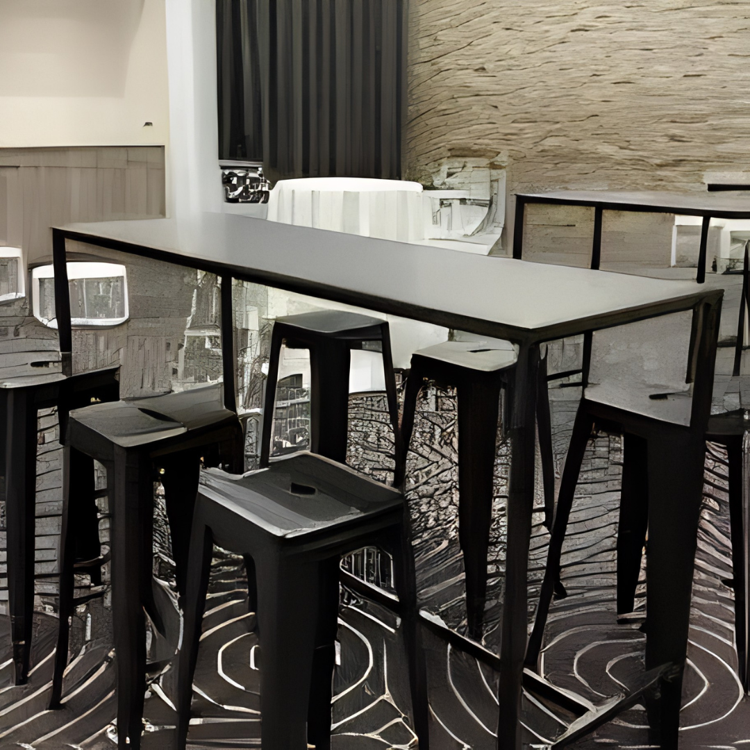 Black Rectangular Tapas Table Hire w/ Black Top - Image 3