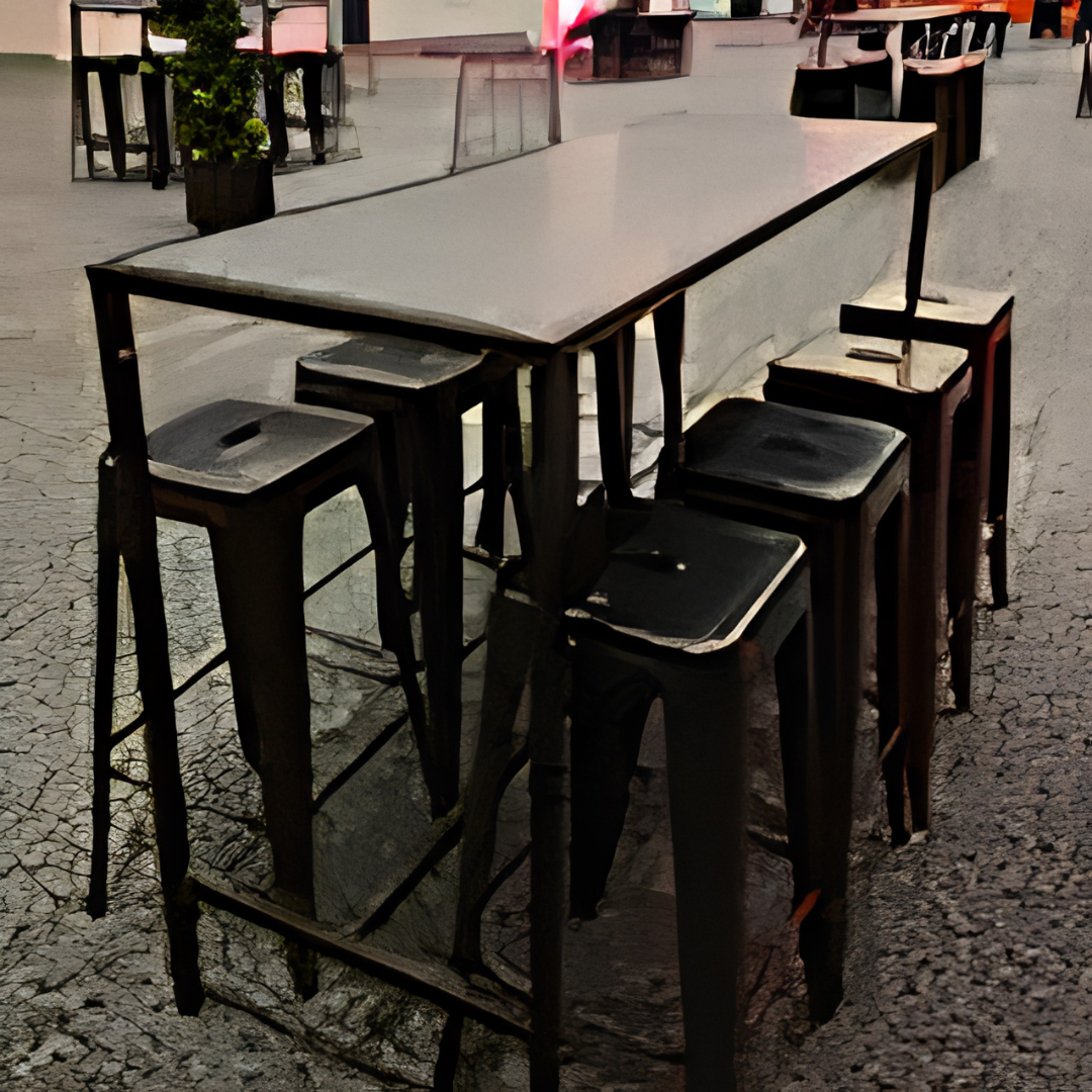 Black Rectangular Tapas Table Hire w/ Black Top - Image 2