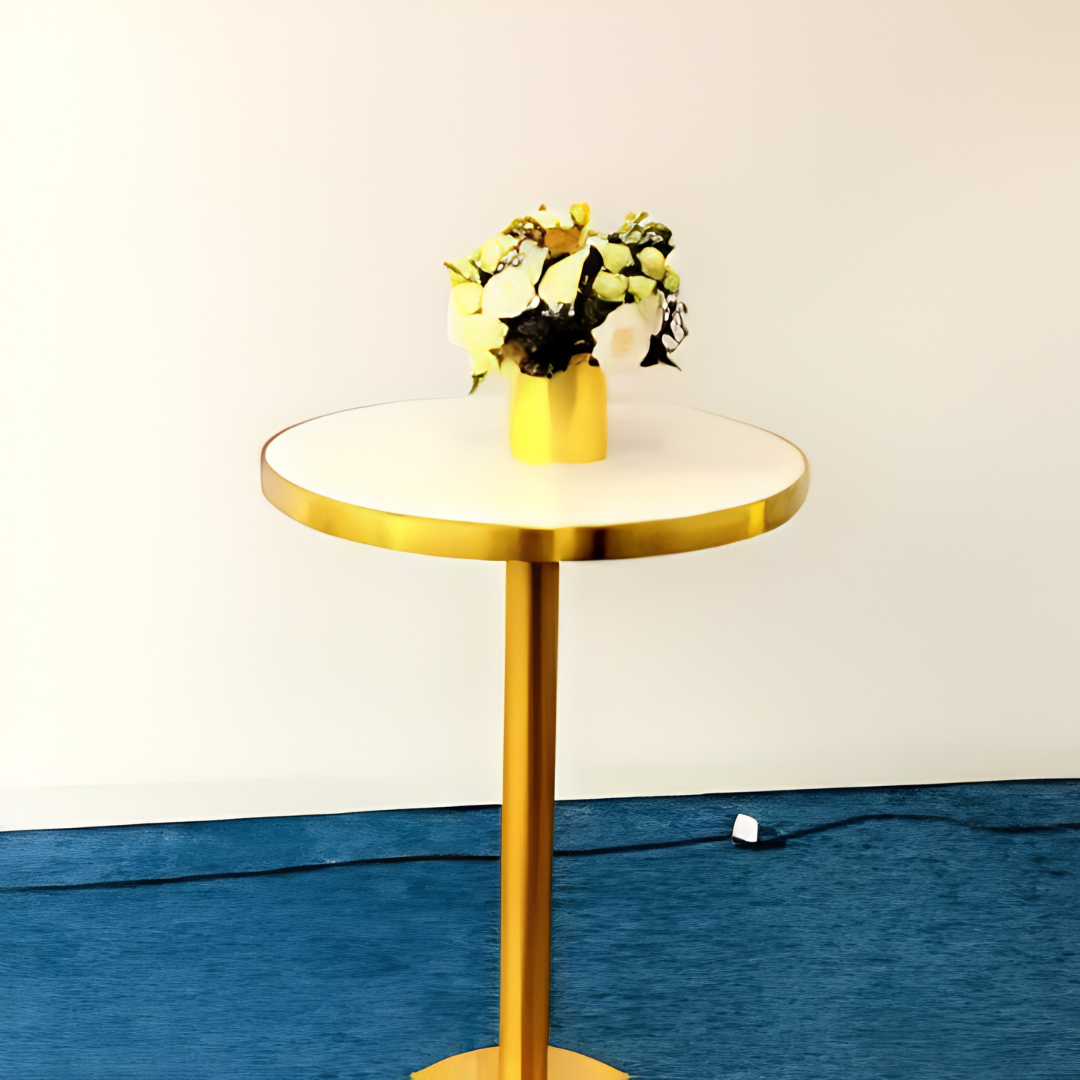 Brass Cocktail Bar Table w/ White Top - Image 4