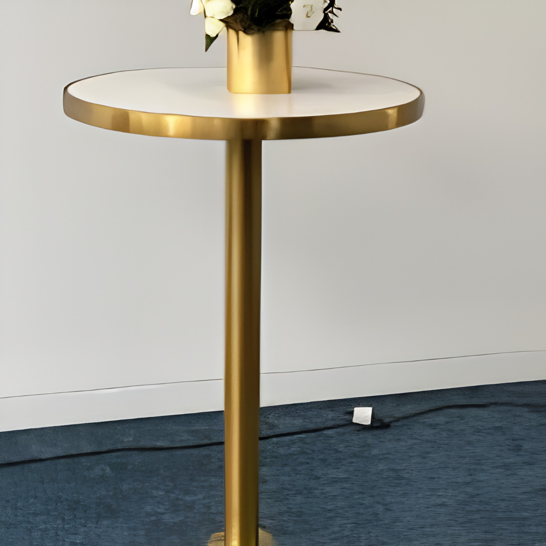 Brass Cocktail Bar Table w/ White Top - Image 2