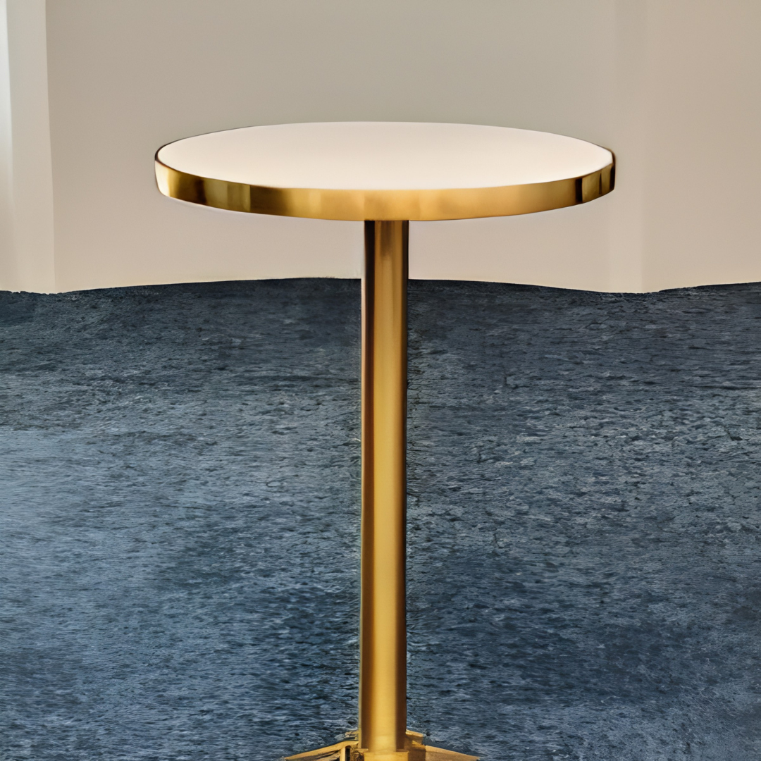Brass Cocktail Bar Table w/ White Top - Image 3